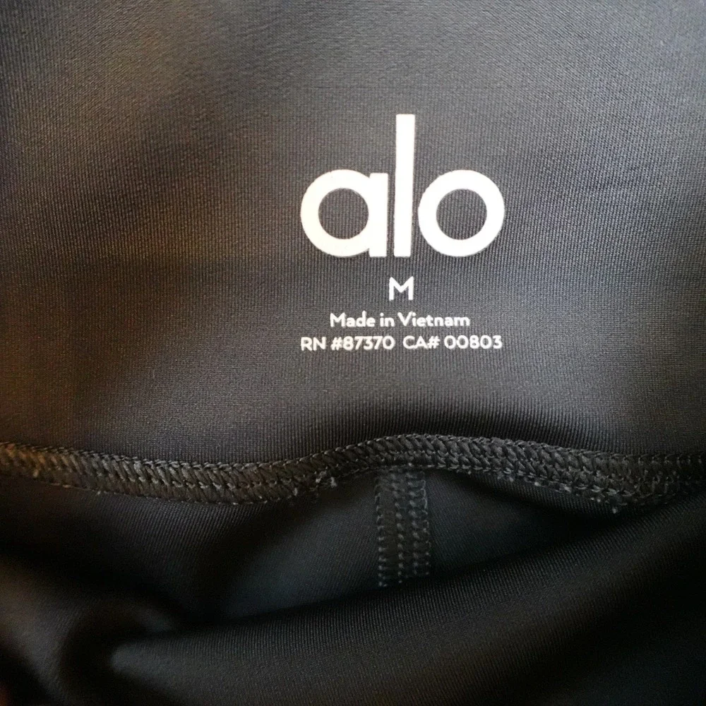 Alo Leggings Women Medium Black High Waisted Yoga Activewear Airbrush Workout